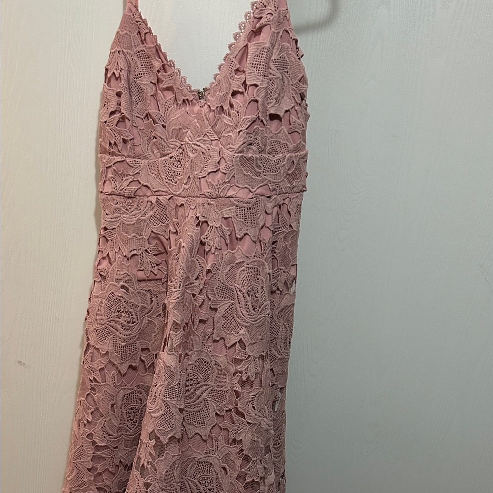 Lulu's Pink Lace Midi Dress